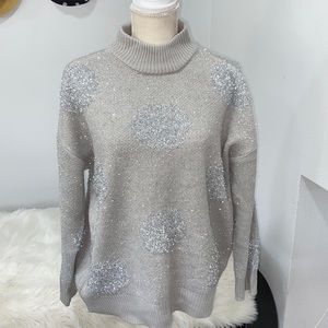 Grey and silver tinsel sweater